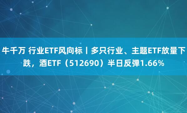 牛千万 行业ETF风向标丨多只行业、主题ETF放量下跌，酒ETF（512690）半日反弹1.66%